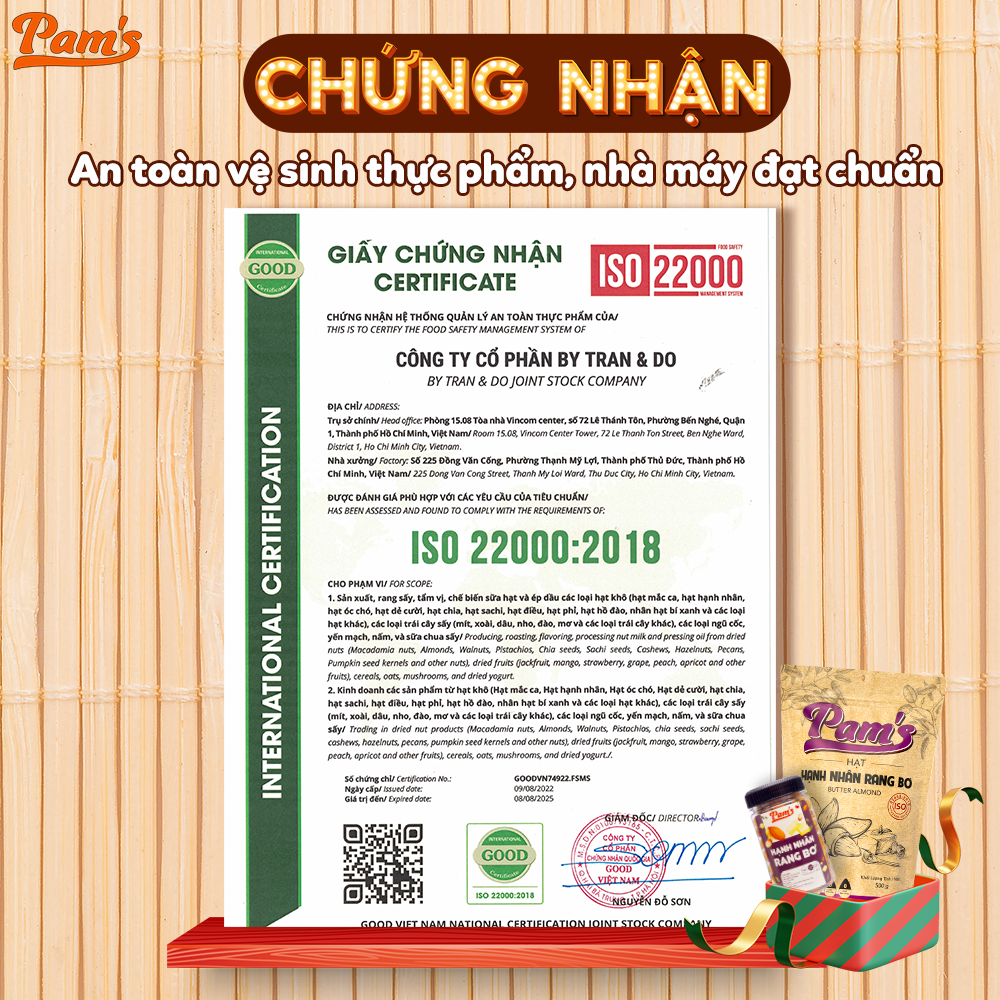 Hạnh Nhân Rang Bơ Pams, Nhập Khẩu Mỹ Vỏ Mỏng Chất Lượng, Không Cholesterol, Dùng Ăn Kiêng