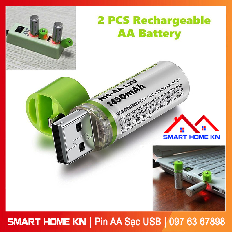 Pin tiểu AA sạc cổng USB 1.2V 1450mAh