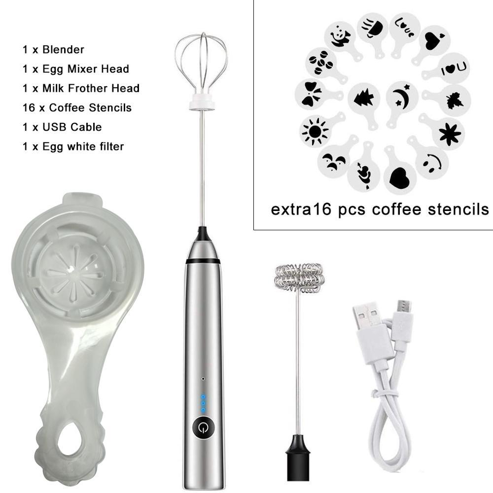 YAJIAO USB Sạc Máy Xay Sinh Tố Bọt Sữa Cầm Tay Điện Trộn Máy Tạo Bọt Không Đánh 3 Tốc Độ Cho Cà Phê Cappuccino