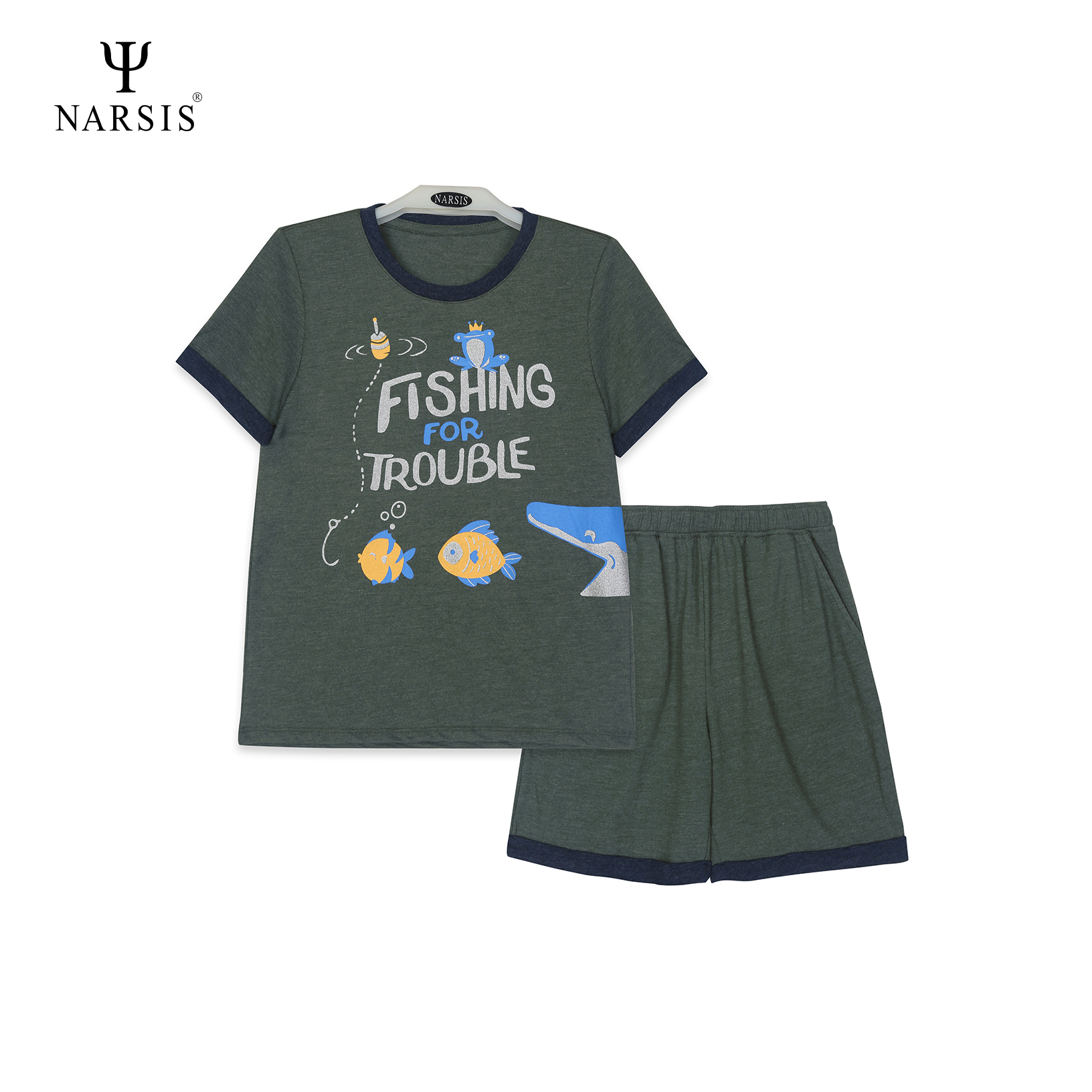 Bộ hè bé trai NARSIS KE1023 Fishing màu xanh bộ đội