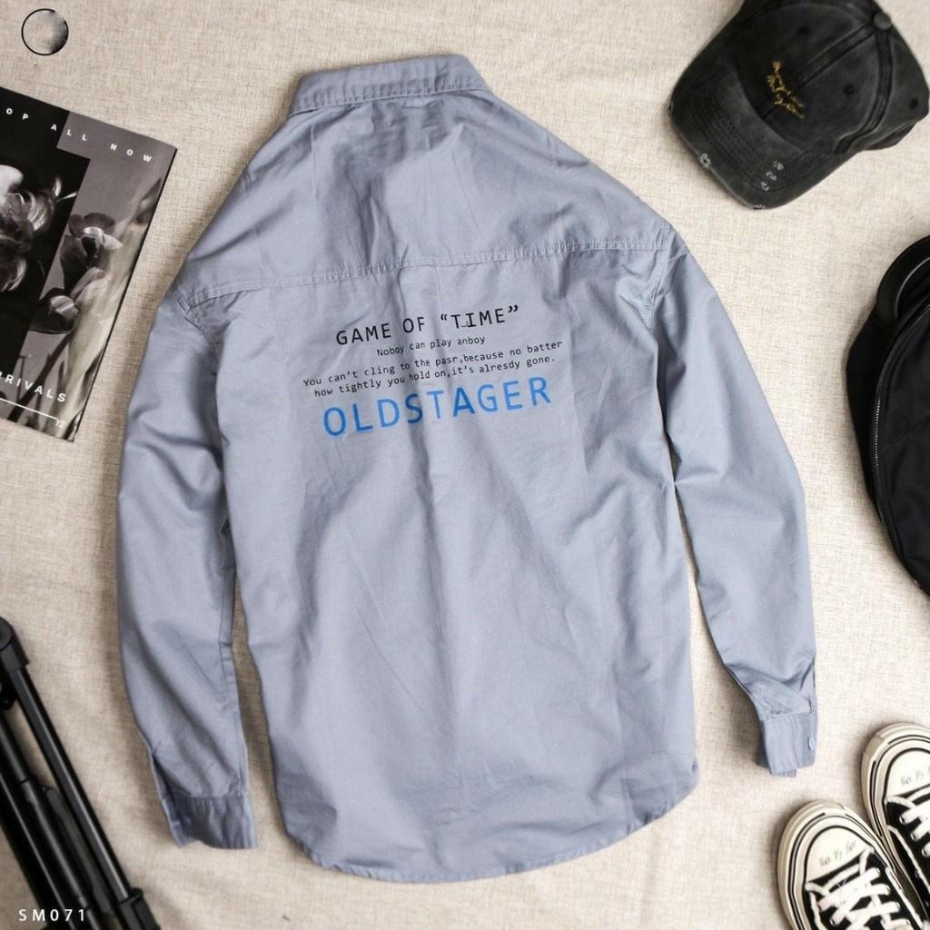 Áo sơ mi nam dài tay phối chữ trước sau trẻ trung, nam tính Mã A259 TOP FASHION SHOP