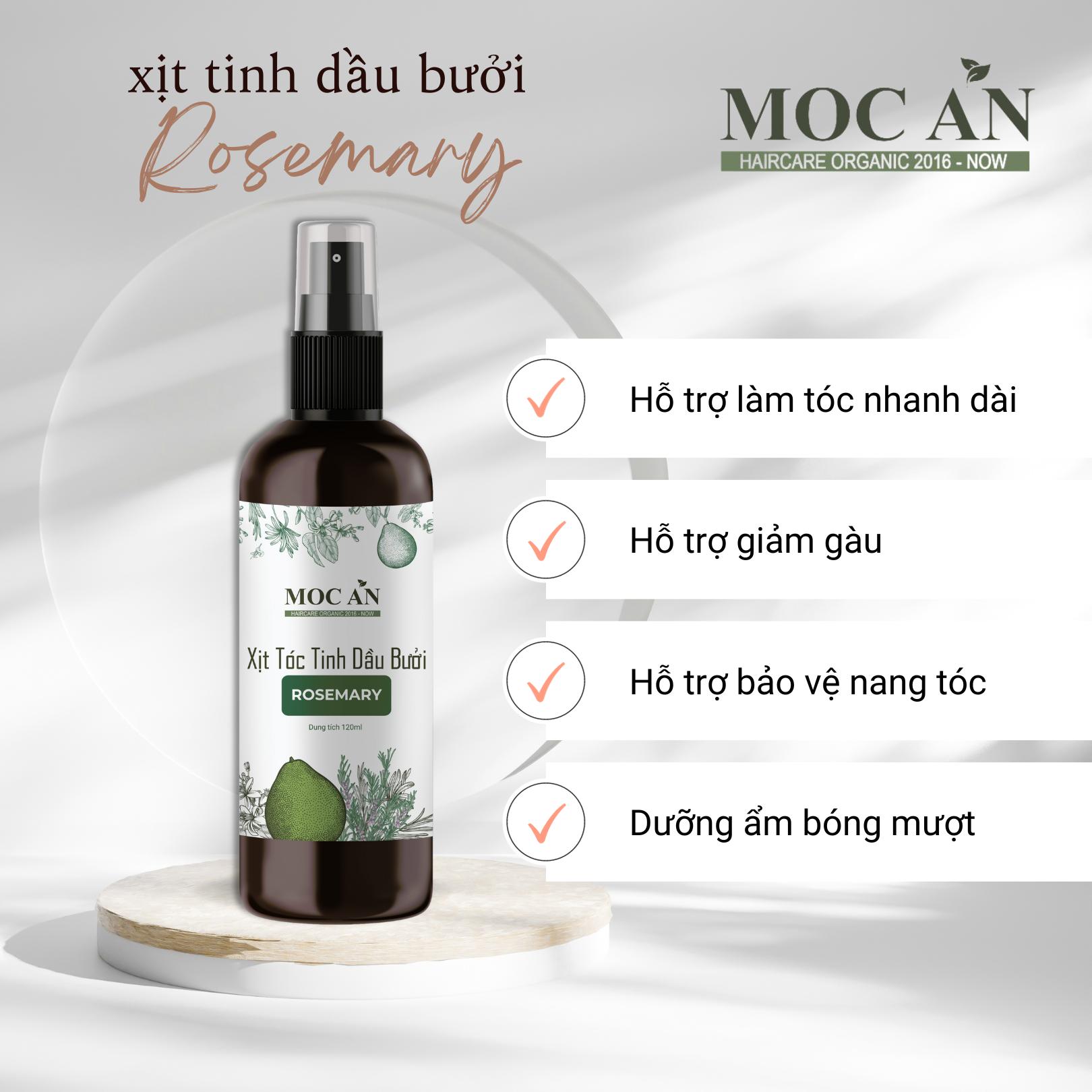 Xịt Kích Mọc Tóc Tinh Dầu Bưởi Hương Thảo ( Rosemary ) 120ml Mộc Ân Haircare hỗ trợ giảm rụng, lên tóc con