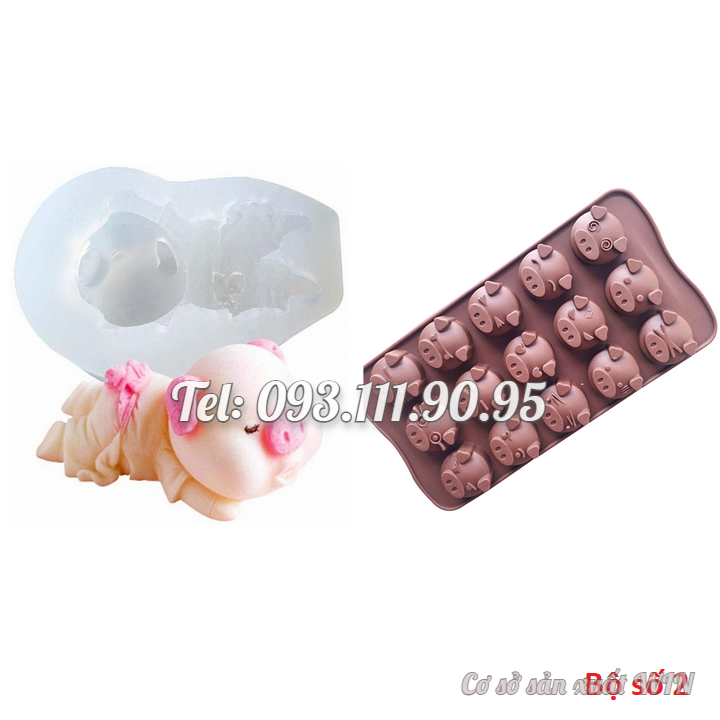 Bộ 2 khuôn silicon làm bánh, rau câu heo con tắm tiên và khuôn mặt heo – Mã số 1251