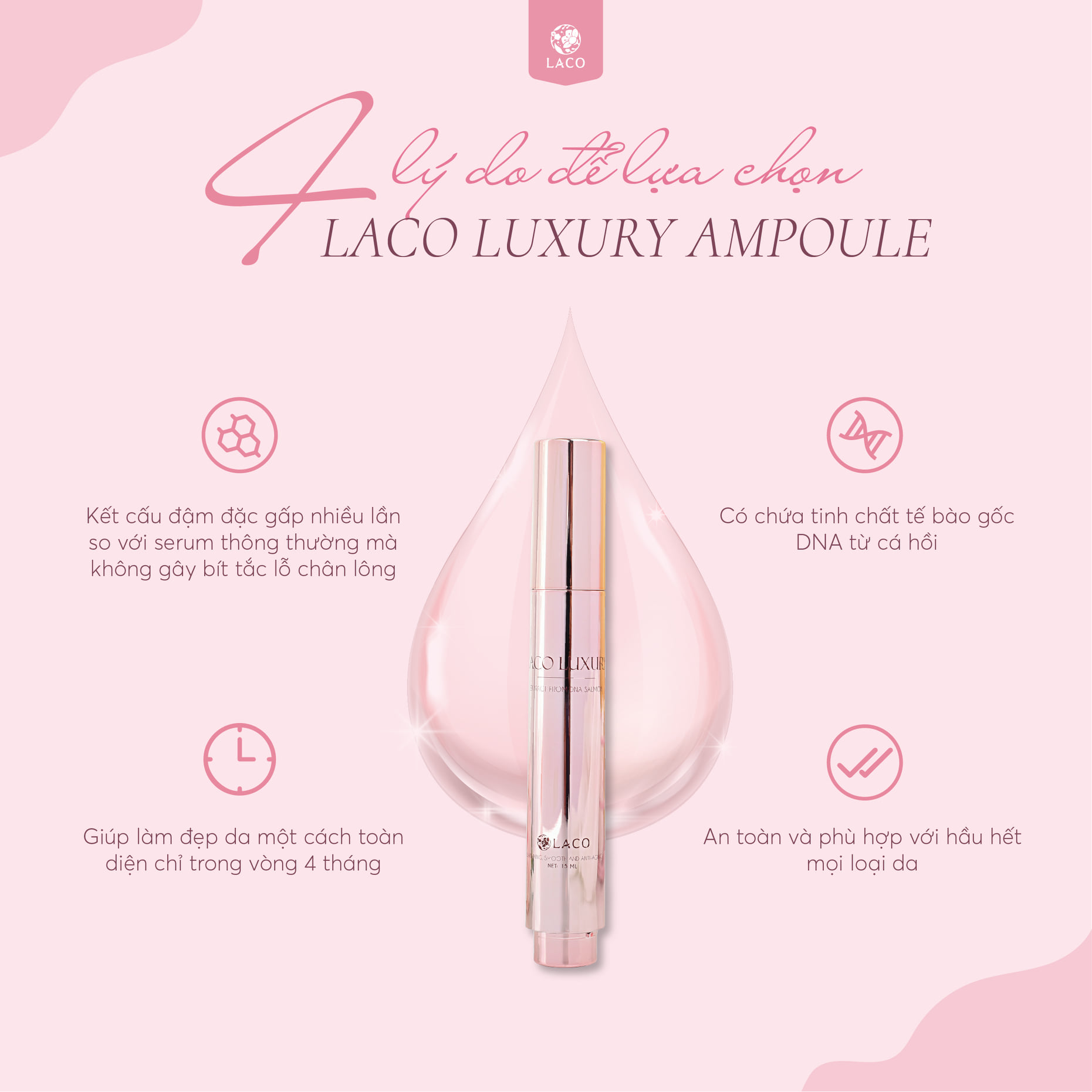 Dưỡng Da Ban Đêm Laco Luxury - Serum Ampoule DNA cá hồi