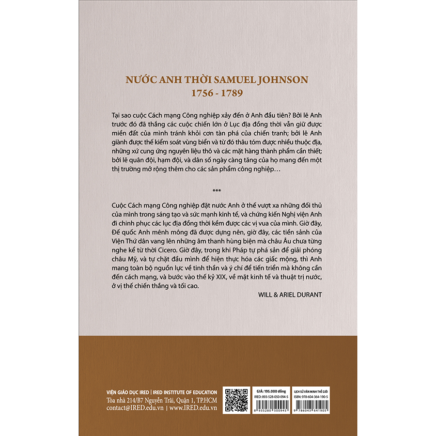 Lịch Sử Văn Minh Thế Giới: Phần 10: Rousseau Và Cách Mạng - Tập 4: Nước Anh Thời SAMUEL JOHNSON (Tái Bản)