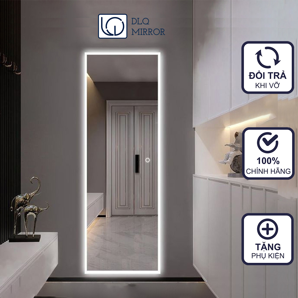 Gương Led Cảm Ứng Toàn Thân Hình Chữ Nhật Treo Tường Kích Thước Theo Yêu Cầu DLQ INTERIORS Trang Trí Nhà Cửa, Phòng Tắm