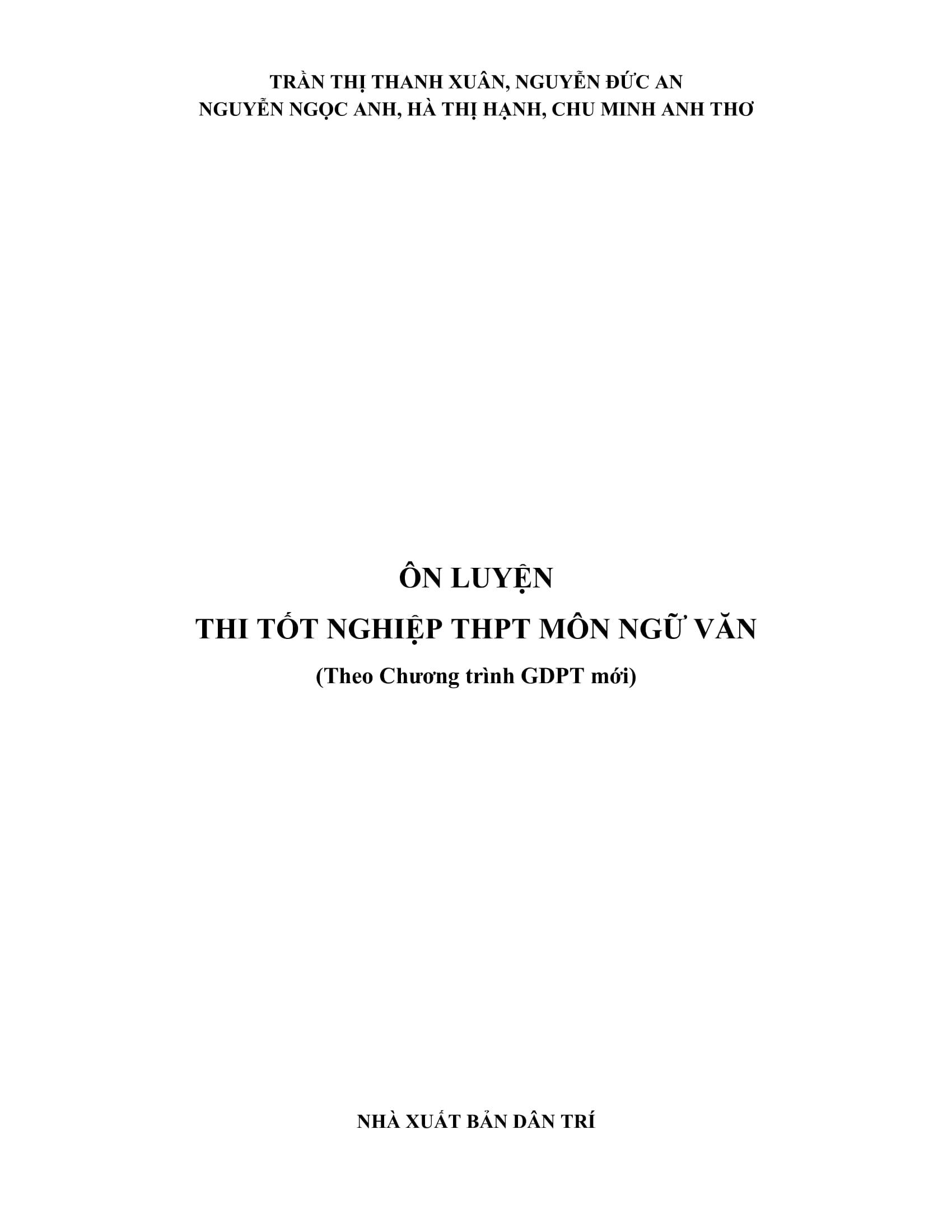 Sách - Ôn Luyện Thi Tốt Nghiệp THPT Theo Chương Trình GDPT Mới - Môn Ngữ Văn