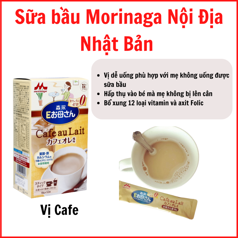 Sữa bầu Morinaga vị cà phê nội địa Nhật  - Tặng túi zip 5 kẹo mật ong Senjaku