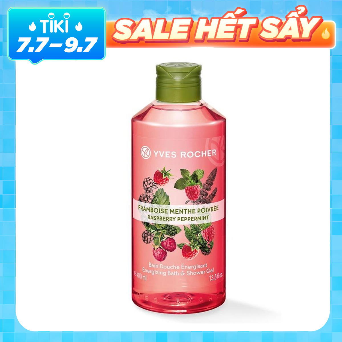 Sữa Tắm Yves Rocher Raspberry Peppermint Energizing Bath &amp; Shower Gel 400ml