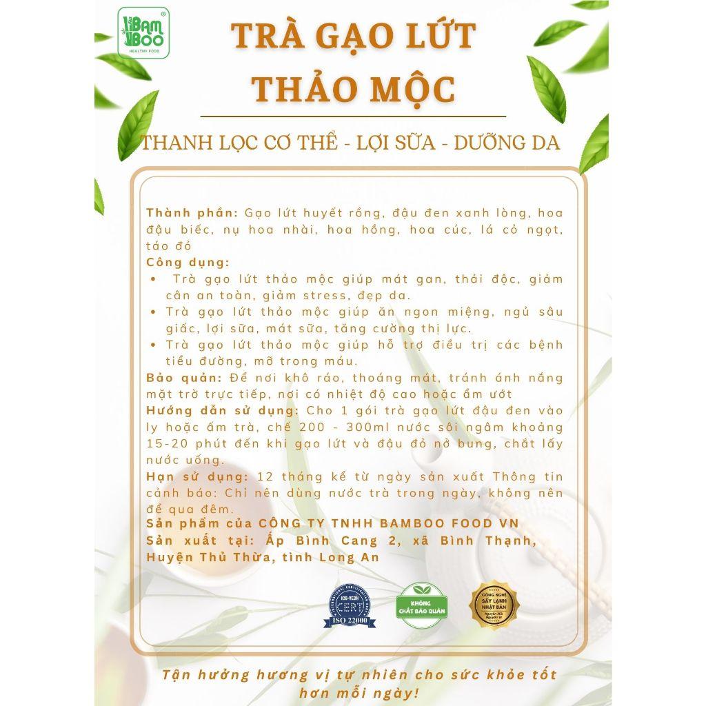 Trà Gạo Lứt Huyết Rồng Thảo Mộc Mix 8 Vị Thảo Mộc Bamboo - Đẹp Da, Chống Lão Hoá, Thanh nhiệt