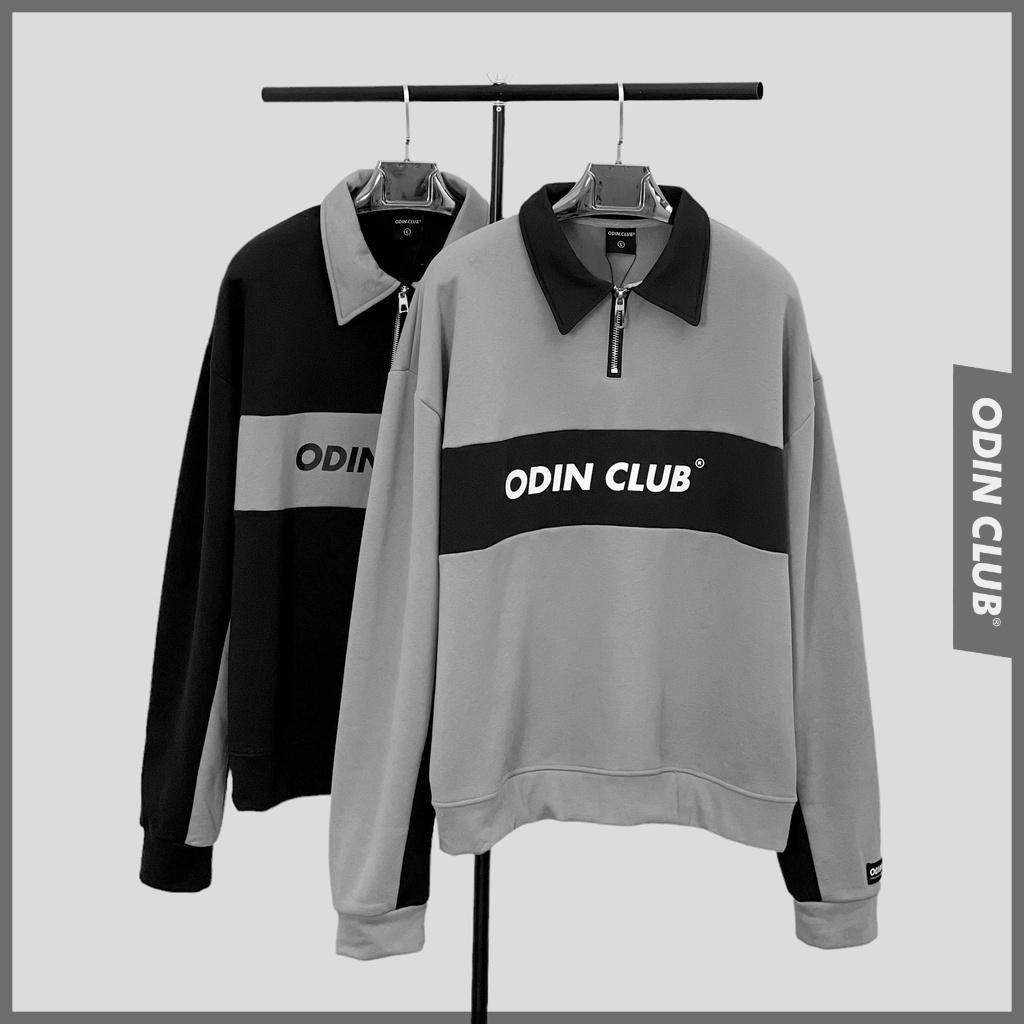 Áo sweater polo oversize ODIN CLUB Gray, Áo Sweater có cổ form rộng nam nữ ODIN, Local Brand ODIN CLUB