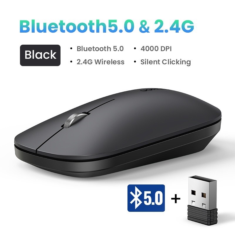 Ugreen Chuột Không Dây Bluetooth 2.4G Và 5G 4000 DPI cho PC MacBook Air M1 iPad Gen 9 máy tính xách tay hàng chính hãng