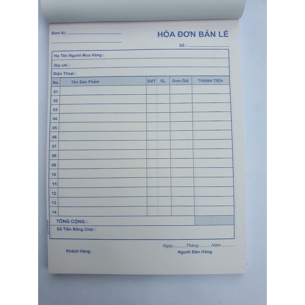 Hoá Đơn Bán Lẻ 1 Liên - A5