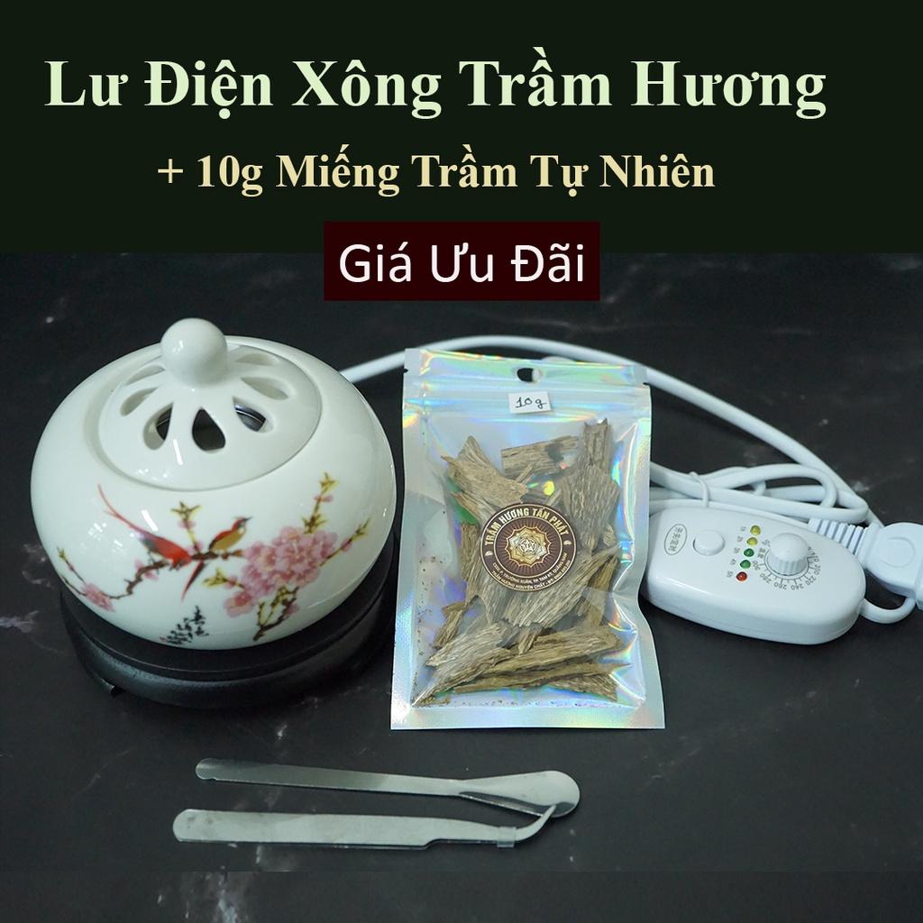 Lư Điện Xông Trầm Hương – Màu Trắng đế liền Cực đẹp – Xông Bột, Miếng Trầm