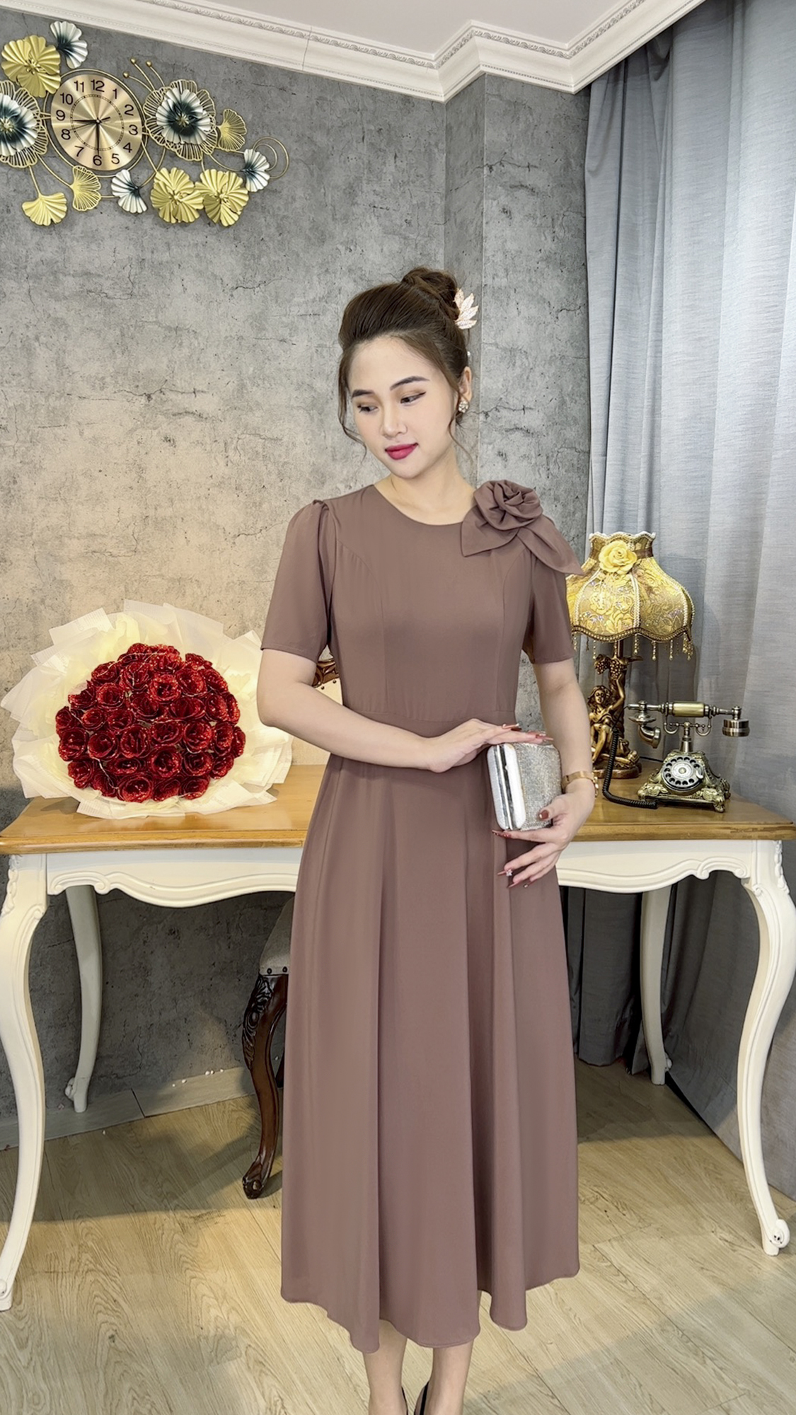 Đầm Trung Niên [ Linh Trà ] (TM 522) Bigsize Màu Sắc Trẻ Trung Tươi Sáng Họa Tiết Sang Trọng Đi Làm Đi Tiệc Cho Bà Cho Mẹ U40 U50