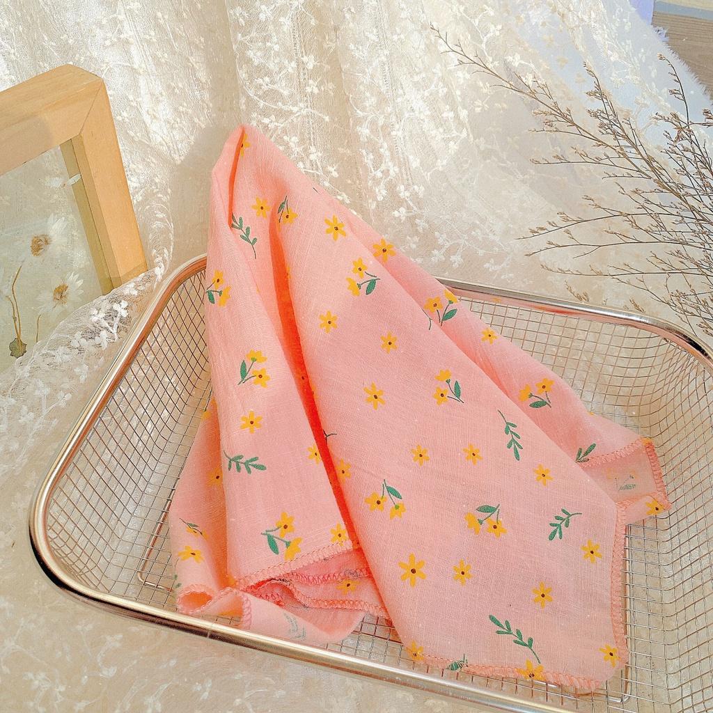 Khăn bandana hoa cỏ mùa hè Turban hoa kích thước 50x50cm vải mềm xinh xắn Tiemmaykeokeo