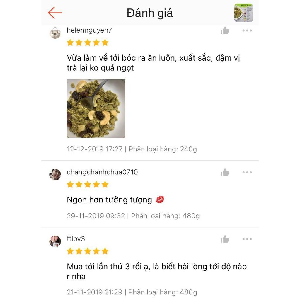 Granola Matcha Maca HAPPI OHA - Ngũ Cốc Ăn Sáng/Ngũ Cốc Ăn Kiêng Không Đường Tinh Luyện Vị Matcha 240g/400g