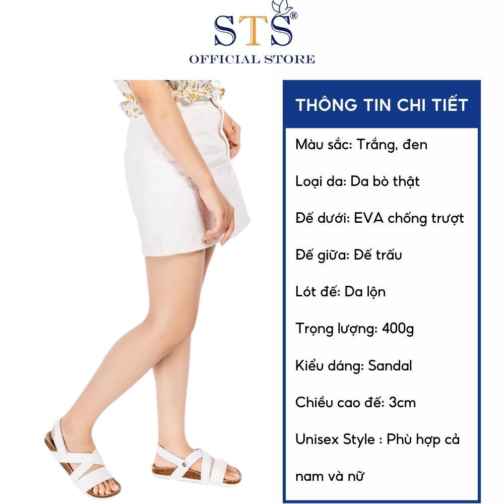 Giày Sandal Nam Nữ DA BÒ THẬT NGUYÊN TẤM Dép Đế Trấu Quai Ngang Khóa Dán Unisex Birken ST21