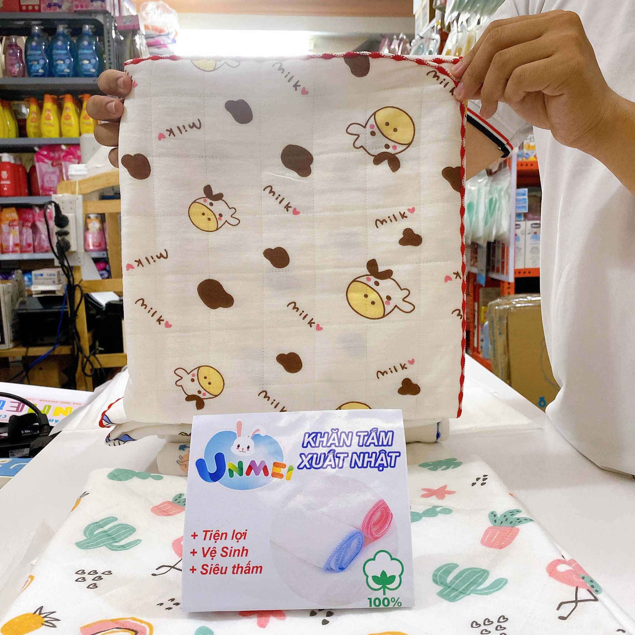 Khăn Tắm, Chăn Đắp Unmei 3 Lớp Vải Xô Mềm, Thấm Hút Và Thoáng Khí Cho Bé Từ Sơ Sinh