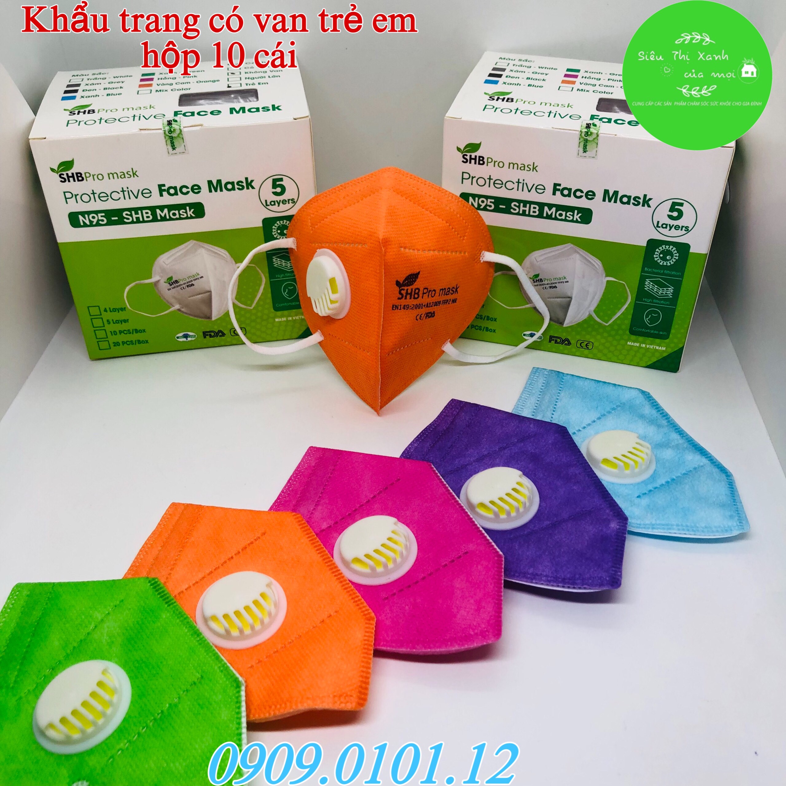 Khẩu trang n95 trẻ em có van thở SHB pro mask , Kn95 em bé 4 lớp kháng khuẩn chuẩn FFP2