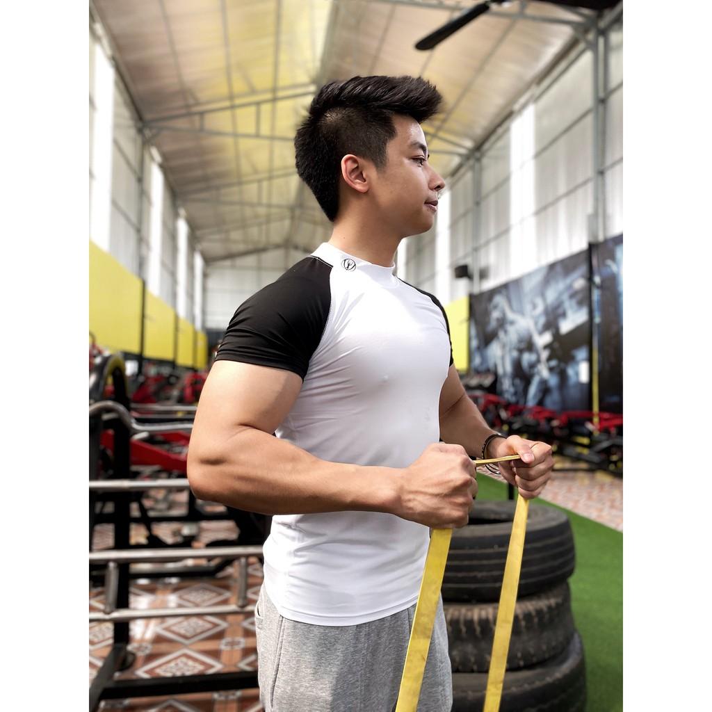 Áo tập gym nam cộc tay thể thao, Áo gym nam thun cotton, Logo cá tính