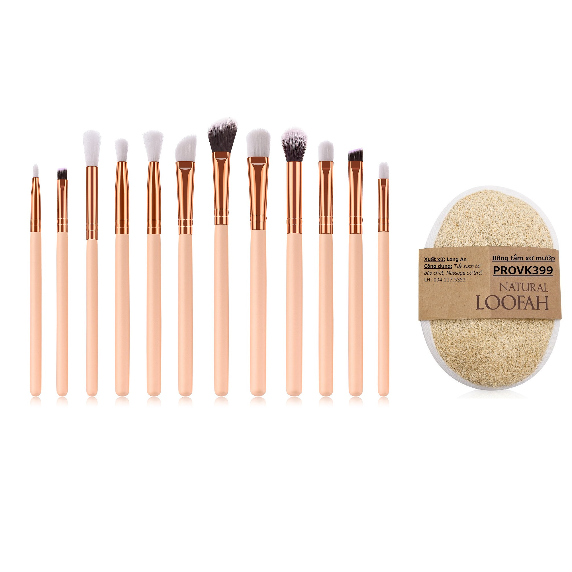 Bộ cọ trang điểm hồng pastel Make up brush set IM00021-PINK + Tặng bông tắm xơ mướp PROVK399