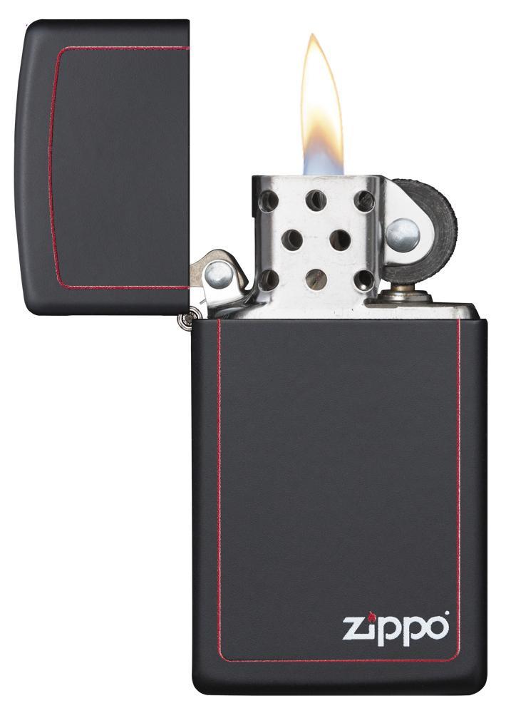 Bật Lửa Zippo Black Matte with Zippo Logo And Border Slim 1618ZB