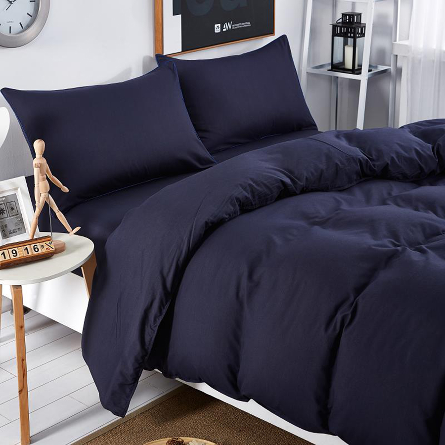 Bộ Vỏ Chăn Ga Gối Cao Cấp 4 Món Nhập Khẩu Cotton Poly CB-5 - Xanh Đen