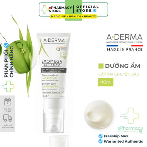 Aderma Kem dưỡng ẩm, giảm khô ngứa cho da rất khô, viêm da cơ địa A-Derma Exomega Allergo Emollient Balm