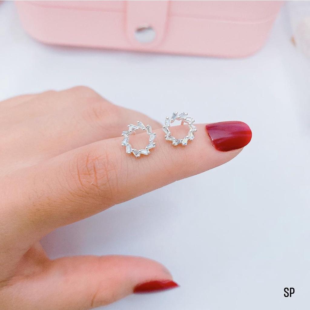 Bông tai đẹp dễ thương nữ bạc ta mẫu tự chọn hạt trai,bông cầu pha lê tuyết,khuyên tròn đá gates,MS050 vàng bạc an chi