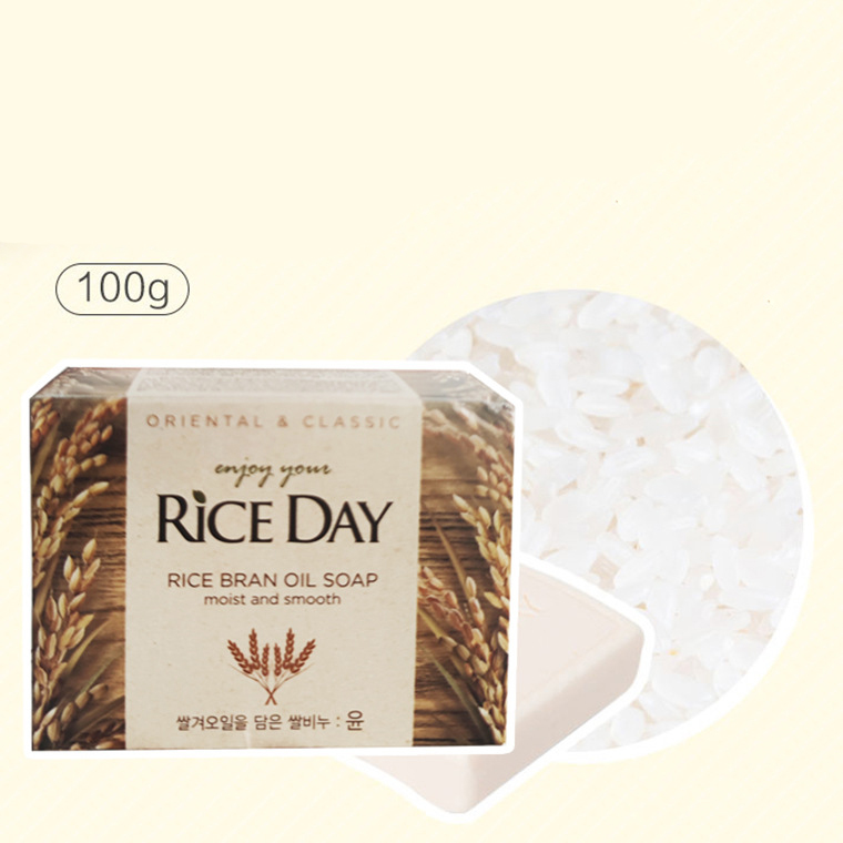 Xà phòng tắm và rửa mặt hương sen Rice Day Soap giúp cải thiện tình trạng mụn hiệu quả Hàn Quốc 100g
