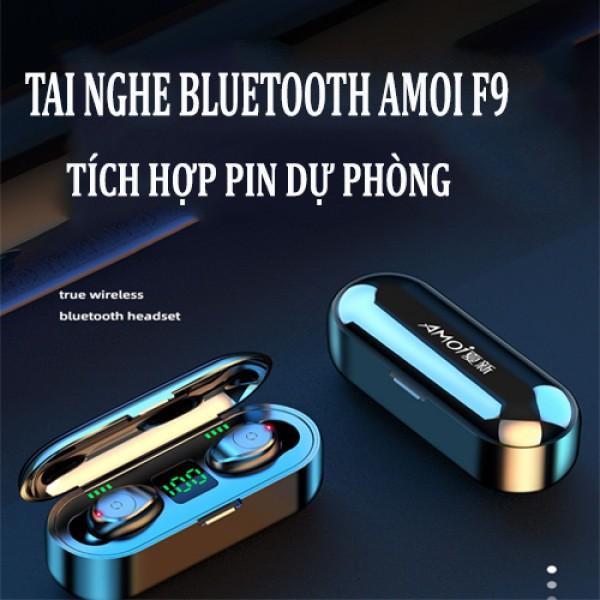 Tai nghe Bluetooth 5.0 AMOI F9 nút cảm ứng không dây chống nước Pin 280h kèm sạc dự phòng.Hàng Chính Hãng