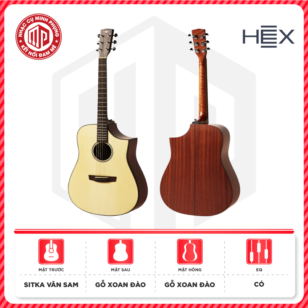 Đàn Guitar Acoustic - HEX D100CE - Hive Series - Size Grand Auditorium - EQ Fishman Sonitone GT2 - Hàng chính hãng