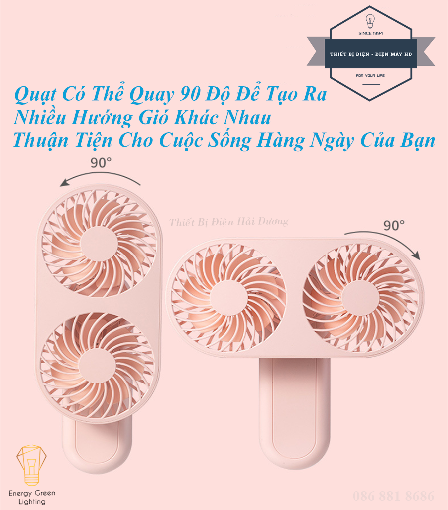 Quạt Sạc Mini Cầm Tay RPH-F10 Hình Cây Kem - 3 Tốc Độ gió - 3 Màu Tươi Sáng - Có Video