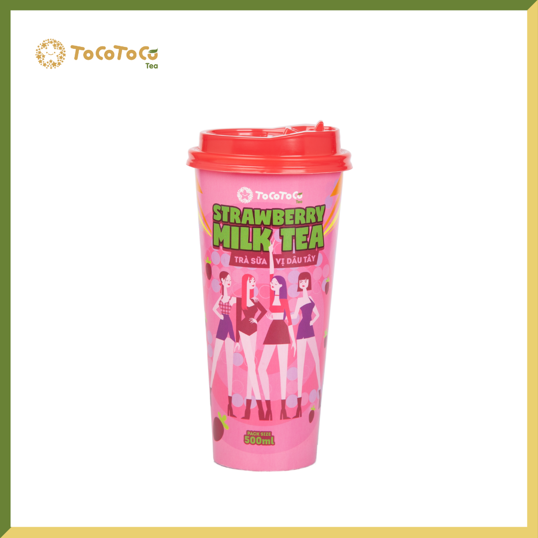 Trà Sữa Trân Châu Vị Dâu Tây ToCoToCo Tea- Strawberry Milk Tea 500ml Thơm Béo Tiện Lợi