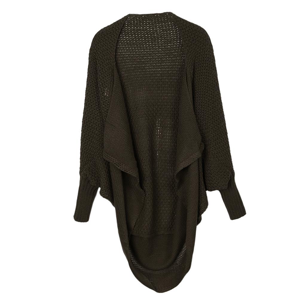 Womens Solid Cardigan Slouchy Loose Sweater Batwing Long Sleeve Chunky Knitted Front Open Outwear