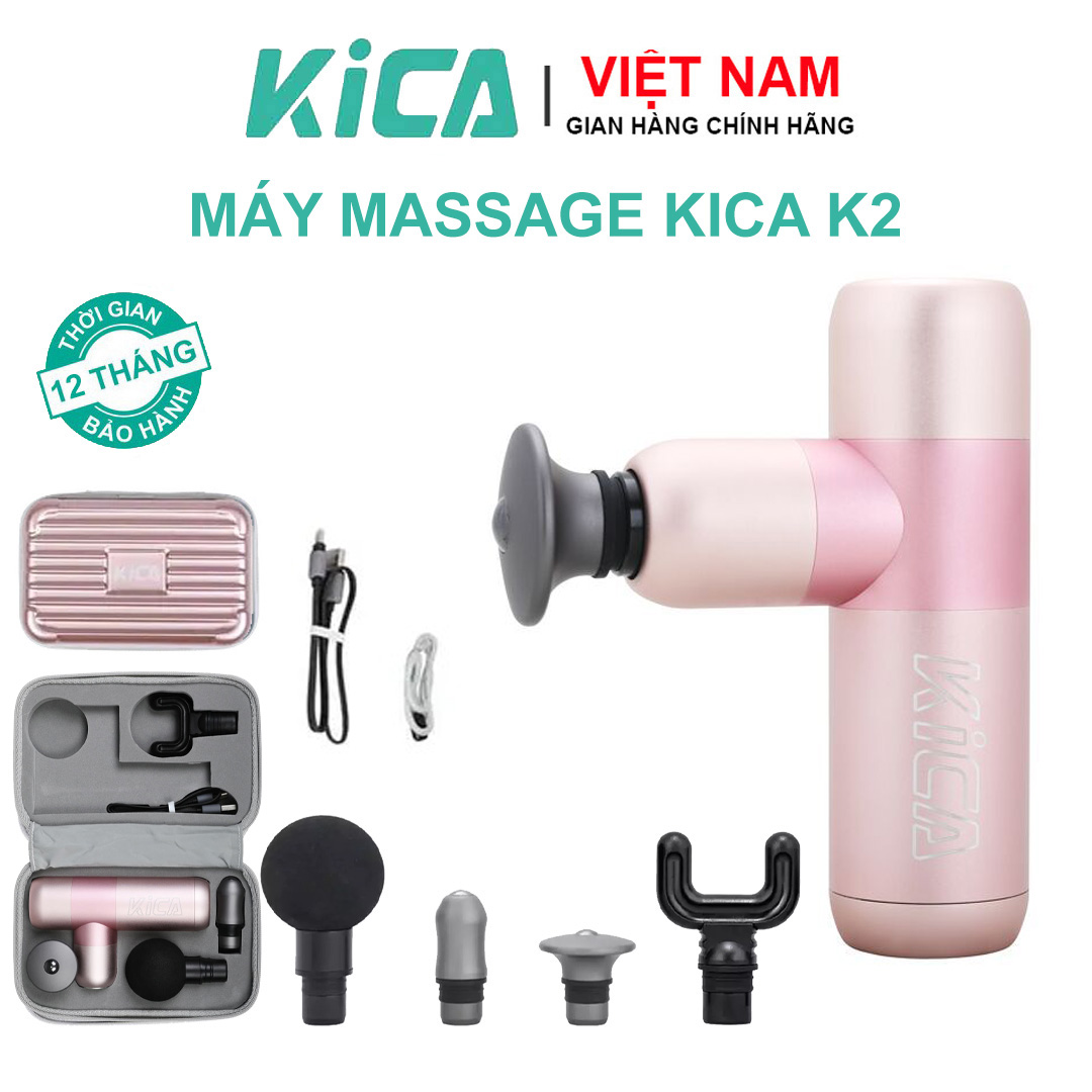Máy Massaga Cầm Tay Kica K2, Súng Mát Xa Toàn Thân Với 4 Đầu Thay Thế và 4 Cấp Độ Hỗ Trợ Mát Xa Chuyên Sâu, Giảm Đau Cơ, Cứng Khớp - Hàng chính hãng