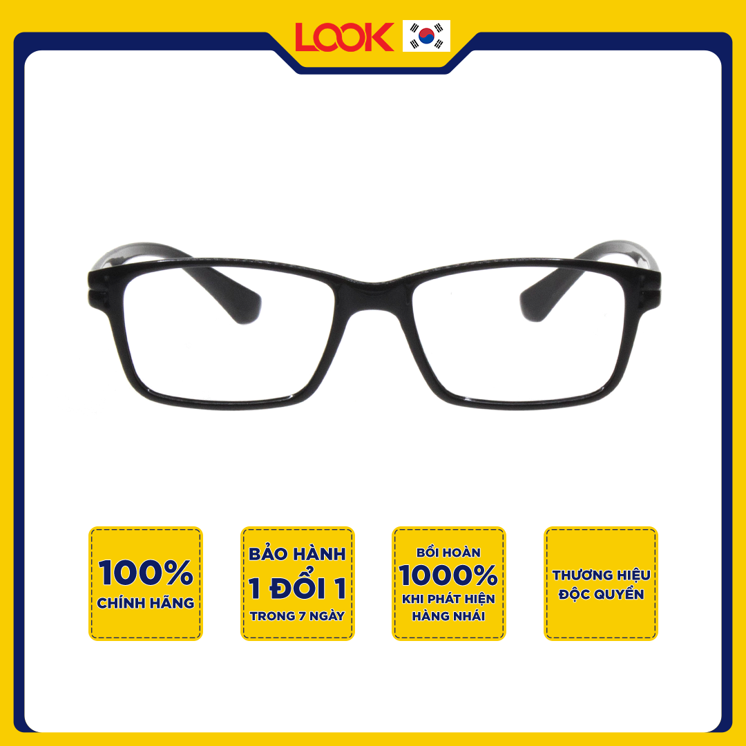 Gọng Kính Cận Nam LOOK LK83554XF Đen Nhựa TR90 Vuông Nguyên Khung - Hàng Chính Hãng
