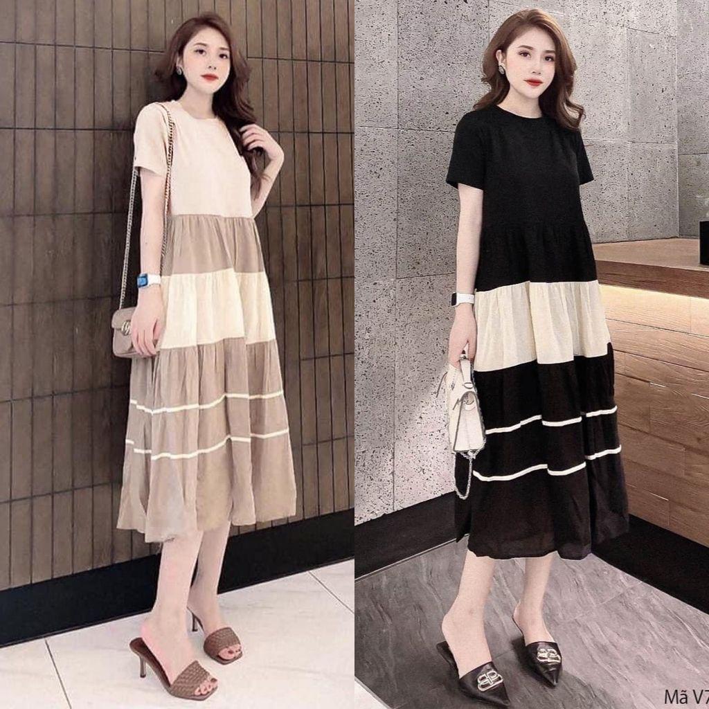 Đầm bầu ngắn tay M134 thời trang thiết kế Mom and Baby