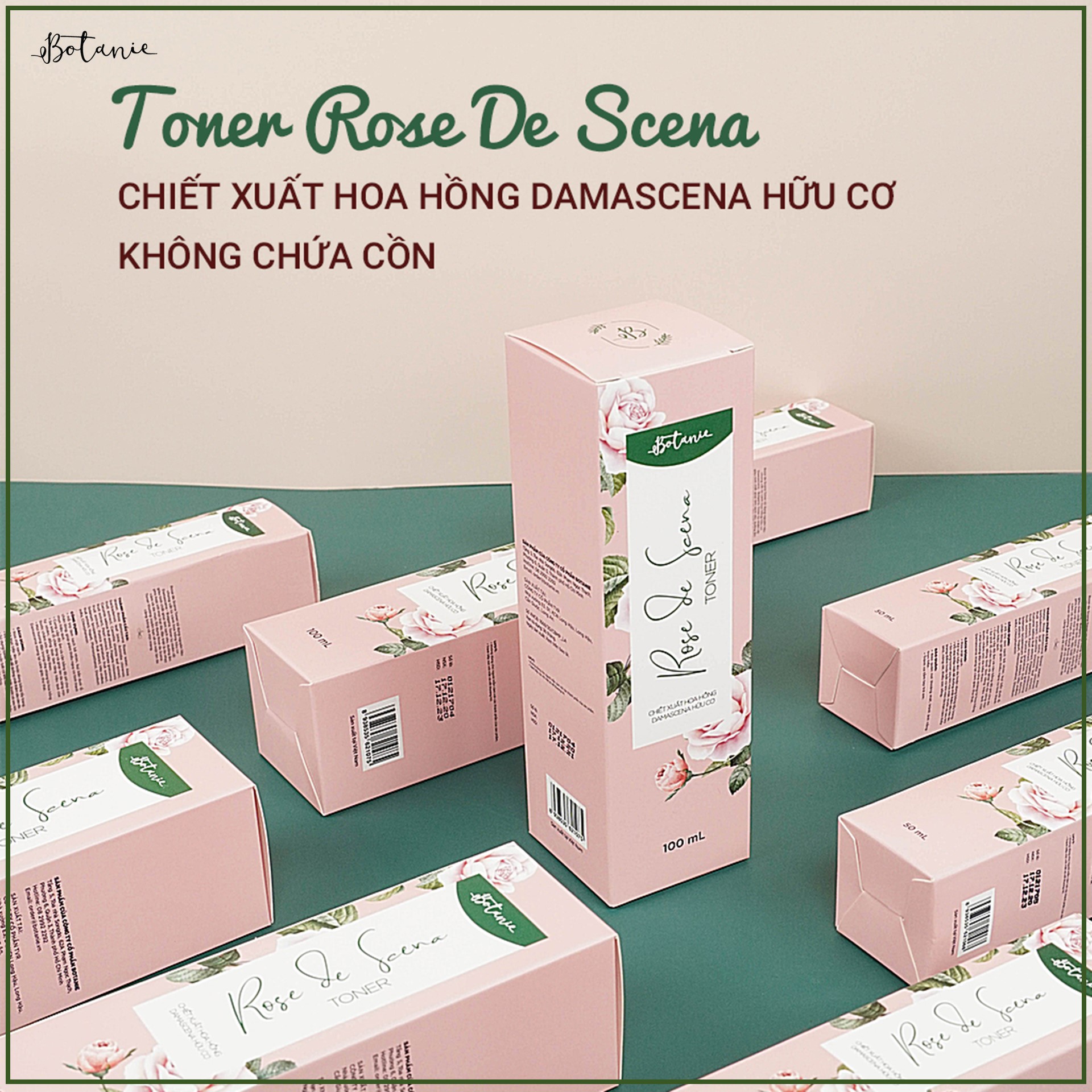 Toner Rose De Scena - Chiết xuất hoa hồng Damascena hữu cơ - Dạng Xịt (100ml) - Dịu nhẹ, không chứa cồn