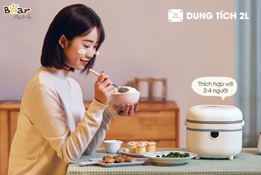 Nồi Cơm Cao Tần, Nồi Cơm Điện Thông Minh BEAR SB-NC16L Dung Tích 1.6 Lít Công Suất 400 W - Hàng Chính Hãng