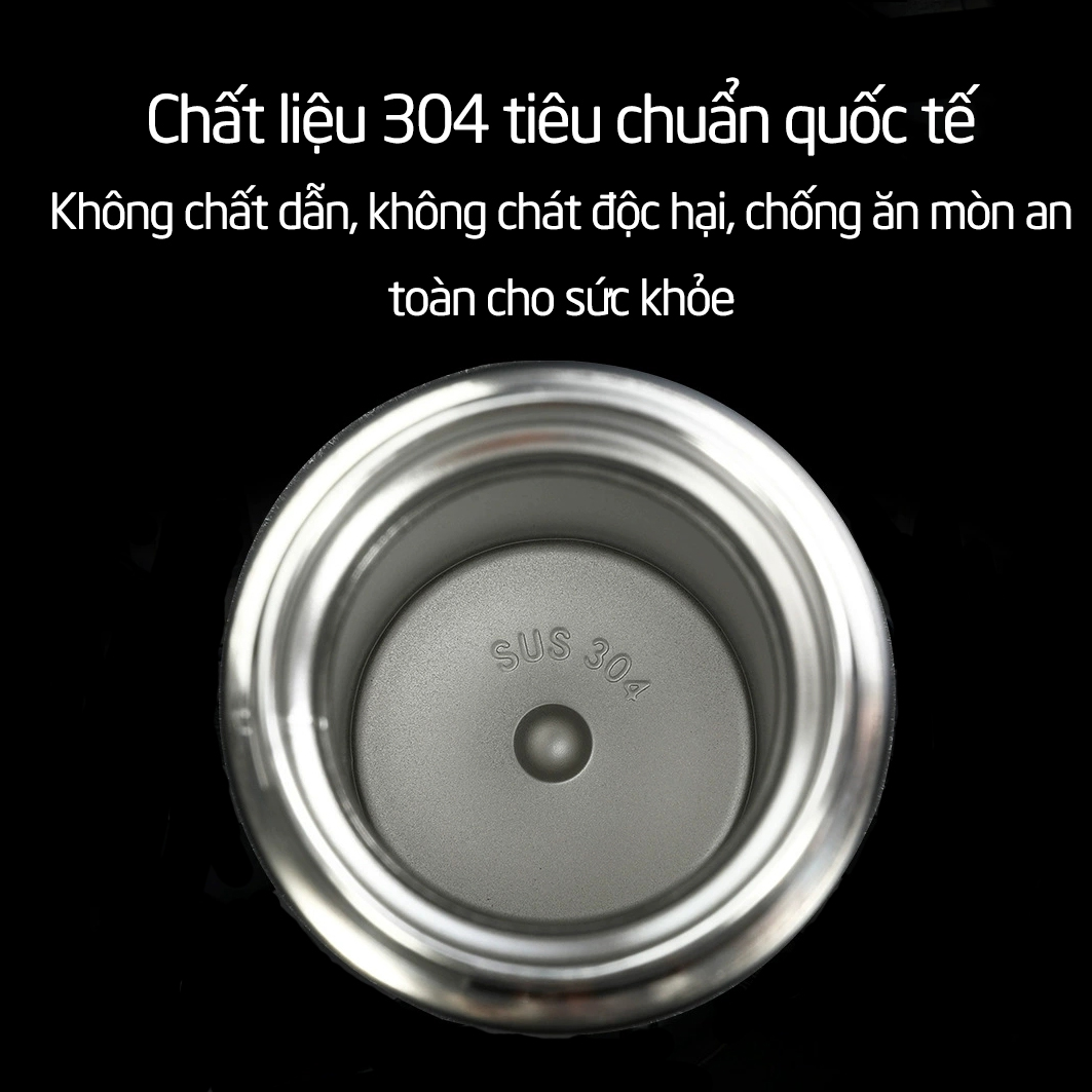 Bình Giữ Nhiệt Hiển Thị Nhiệt Độ Cảm Ứng Nóng Lạnh Inox Bình Lưỡng Tính 500ml 2 Lớp Có Tấm Lọc Giữ Nhiệt Lên Đến 8 Tiếng - Đen