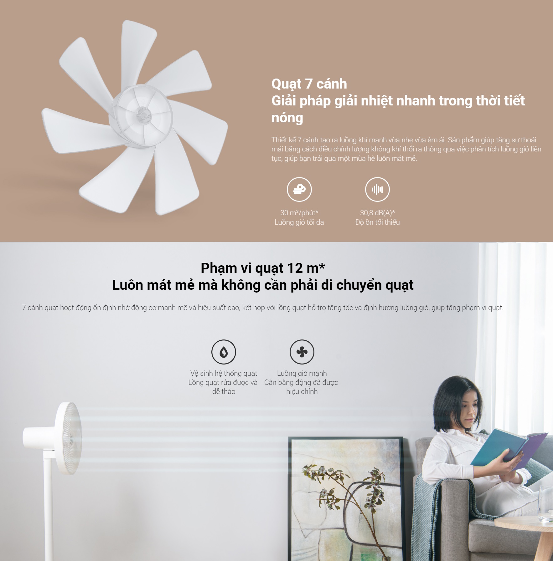 Quạt Thông Minh Xiaomi Mi Smart Standing Fan 2 Lite EU | Điều Khiển Thông Minh Bằng Giọng Nói | Hàng Chính Hãng