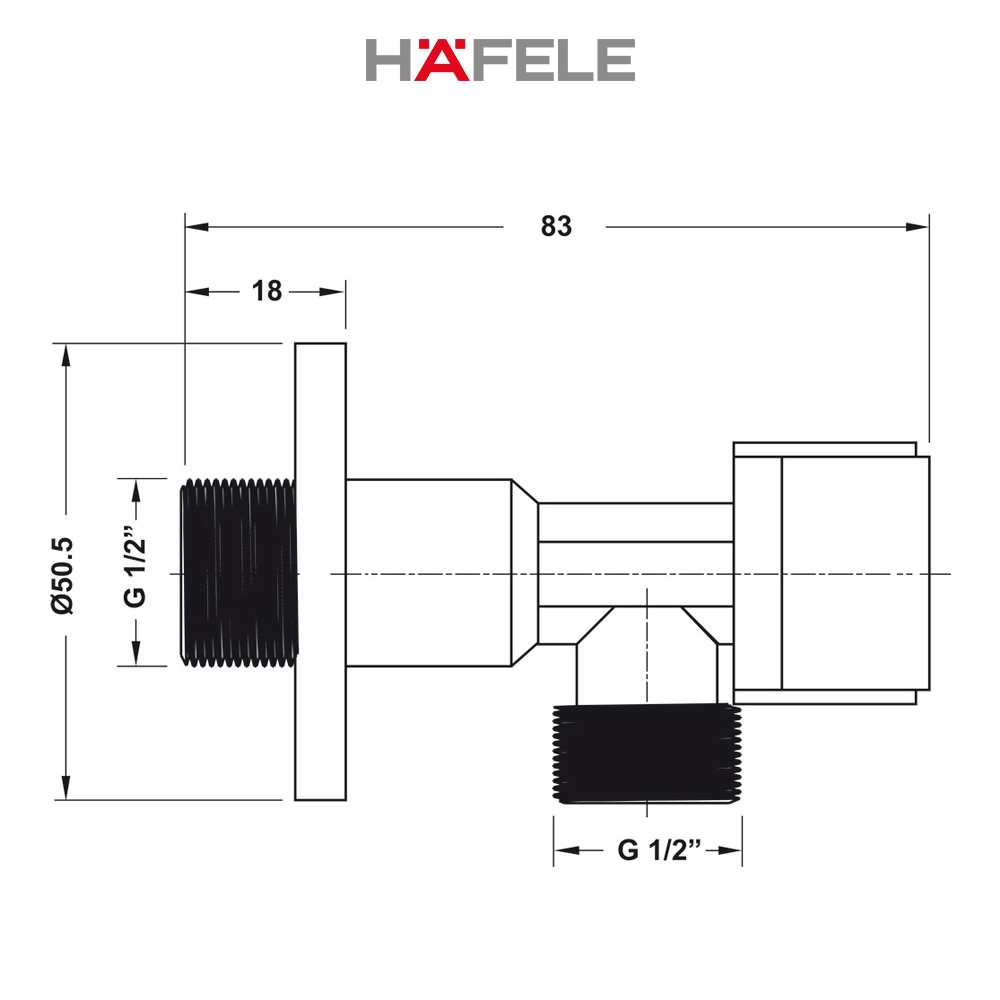 Van góc 1 đường nước Hafele Active  - 495.61.250 (Hàng chính hãng)