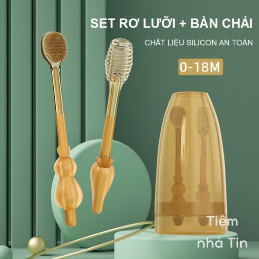 Set rơ lưỡi và bàn chải đánh răng silicon cho bé