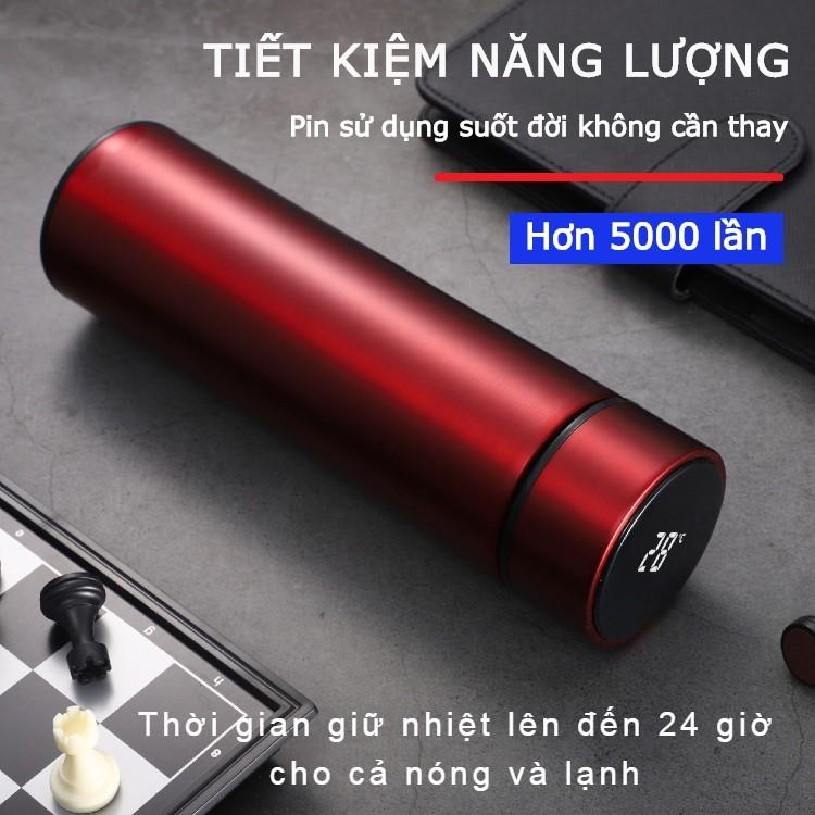 Bình Giữ Nhiệt 500ml Nắp Cảm Ứng Nhiệt Độ Inox 304 Cao cấp-Bình nước hiển thị nhiệt độ nước