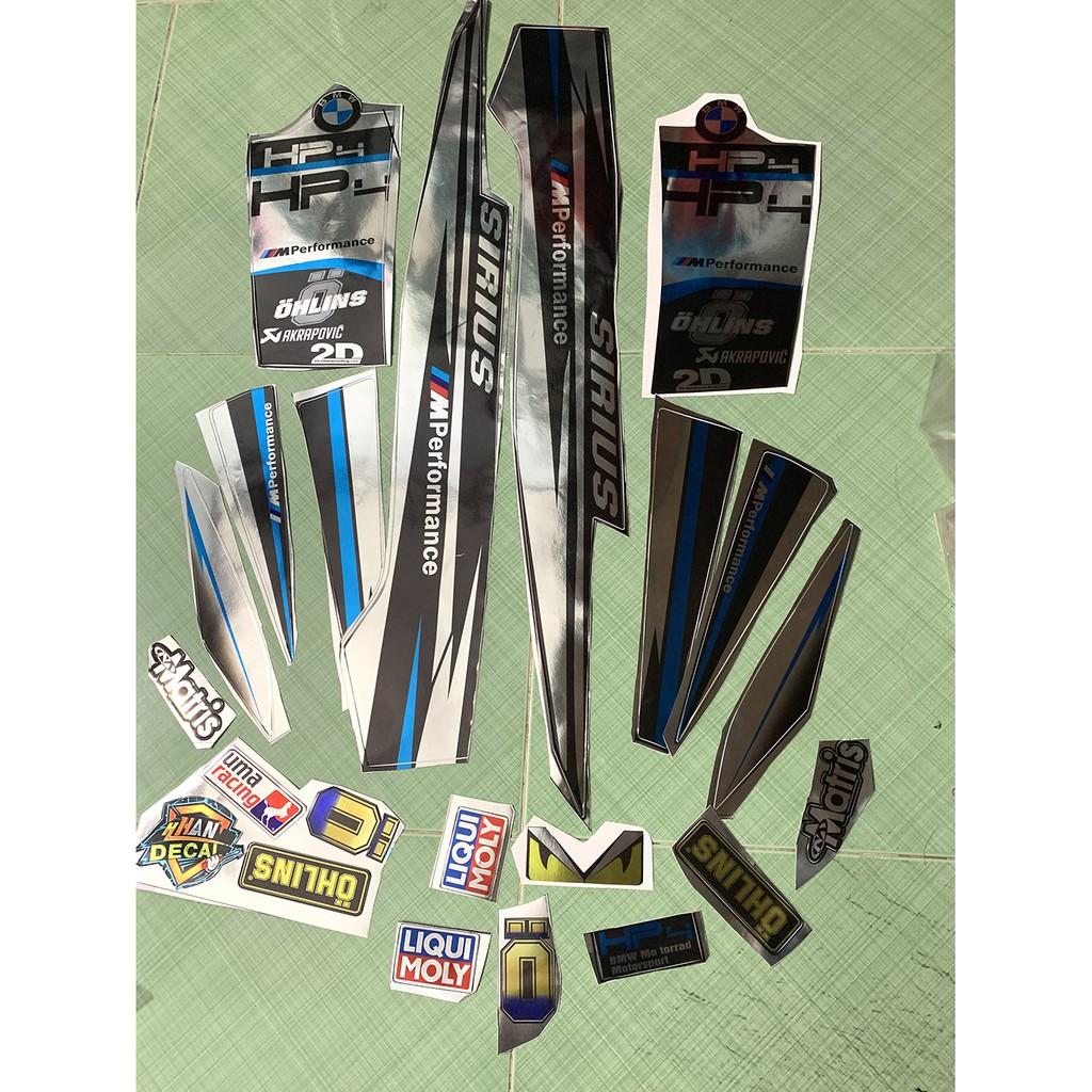 Tem sirius 110 HP4 đen bạc crom