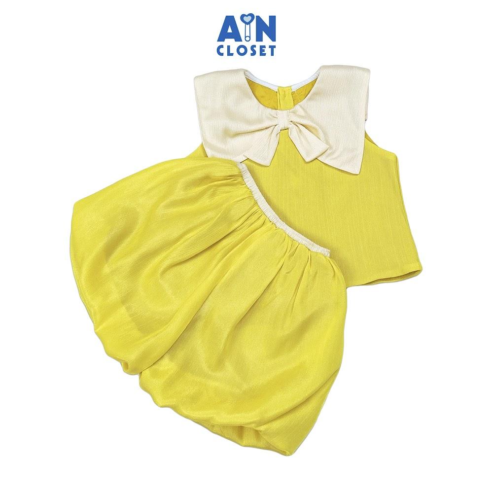 Bộ quần áo Ngắn bé gái họa tiết Nơ Bí Vàng Tơ Hàn - AICDBGTPQOYU - AIN Closet