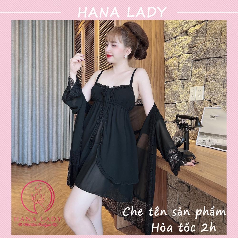 Váy ngủ kèm choàng, đầm ngủ 2 dây voan lụa cao cấp VN497