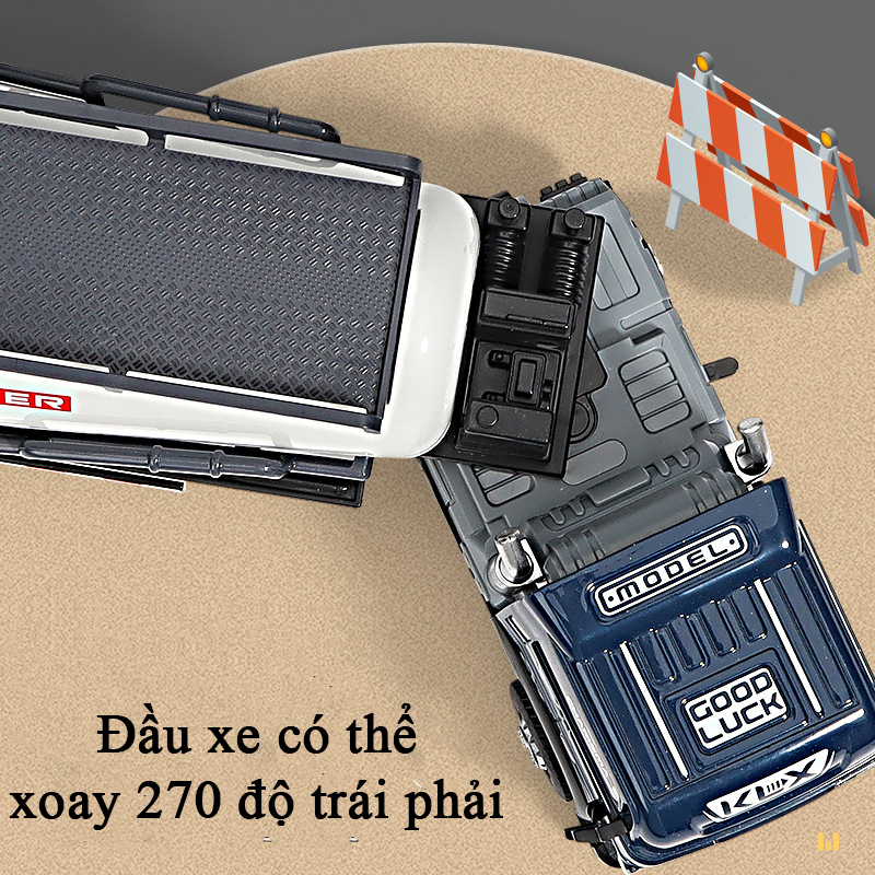 Đồ chơi xe vận chuyển rào chắn và gỗ bằng hợp kim có nhạc và đèn chạy đà dài 38 cm